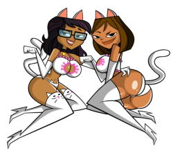 grimphantom2:  Commission: TDI: Sexy Kittens Celebrations by grimphantom http://sta.sh/01tevsoyxi2cHi Everyone!Commission done for both @ck-blogs-stuff  and @ironbloodaika  who ask for Ellody and Courtney dress as Neko Kittens to celebrate 10 years
