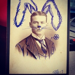 Another one of my &ldquo;History Hares&rdquo; - Drawing over Original Vintage Photographs. Available on my @fab starting March 13th 