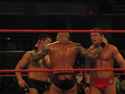 rwfan11:  Was Legacy not the sexiest group ever!? :-) …look at Orton’s cheeks trying to escape! …or Ted’s bulge….or Cody’s chest!… Oh my!…too much hotness! LOL! :-) ……this group had it ALL!