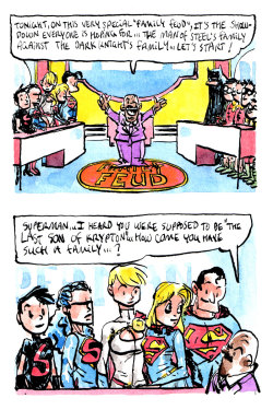 tinyheroesandvillains:  This Week on the Line it is Drawn, somebody suggested that Bat and Supes tried to go to Family Feud. For two orphans, they have an awful lot of family members, it was hard to choose. 