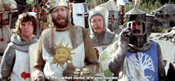 vintagegal:  Monty Python and the Holy Grail (1975) dir. Terry Gilliam, Terry Jones The Enchanter’s name is Tim because John Cleese forgot the character’s original name. He ad-libbed the line, “There are some who call me…Tim”. (x) 