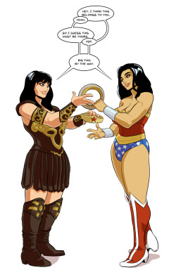bigmsaxon:  /co/ drawthread request for Xena and Wonder Woman meeting for the first time. Gag stolen from Tron: Uprising. 