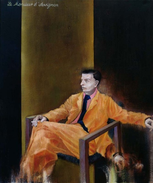huariqueje:  Balthus , Man Ray   -    Michael Kunze , 2006.German , b. 1961    -  oil on canvas ,  60 × 50 cm.
