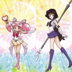 dangerousperfectionparadise:   Super Sailor Chibi Moon &amp; Super Sailor Saturn  