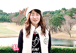 akb48g-gifs: Yukirin tries to learn how to play golf (170110 Hajimete! Golf - Aim for 120 cuts) 