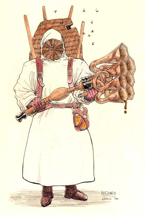 fleshwizard:  BEE WIZARD Wand of Bees : 1820s ear trumpet Beekeeper suit : 1568, Bruegel the Elder