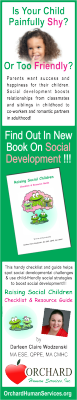 Check out new book on social development from toddlers to elementary students. Is your child too shy? Too outgoing? Find out what to do if you have concerns either way. Plus, identify resources for help and strategies to promote socialization no matter