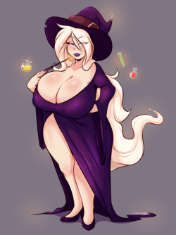 queenchikkibug:art trade with the amazing @risax! Wanted a full body draw of his witch girl, Minerva Elvares~ Dude writes some TOP QUALITY stuff so give his stuff a look! 👌