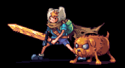 tinycartridge:  From the Adventure Time RPG of my dreams The new Adventure Time game coming out this fall likely won’t look like this (I imagine it takes a lot of money and time to offer sprites/animation this detailed nowadays), but I can dream, right?
