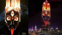 illuminatizeitgeist:  When ‘Goddess Kali’ emerged over New York’s Empire State buildingGoddess Kali took over New York’s Empire State Building as part of an artwork exhibition called Projecting Change by filmmaker Louie Psihoyo.