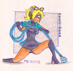 mdfive-art:  Here is my end of an art trade with @xero-j. Here we have Rosalina in the outfit seen here: http://thewonderful101.nintendo.com/img/characters/pink.png Not only that, I copied the pose, right down to the foreshortening of her right leg. Maybe