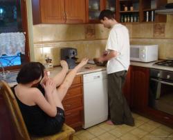 wifeownshusband:  He cooks and cleans and serves all her needs on demand! Is she lucky? No, she just knew whom to marry☺ 