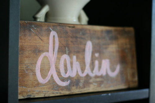 Rustic Darlin Sign made with Reclaimed WoodThis reclaimed wood sign is great for nurseries, kids room, playroom or anywhere you want to add a bit of rustic charm.Sign dimensions are 13&#8221; L x 6&#8221; W. Sign is ready to hang when you receive it.
Purchase here. 