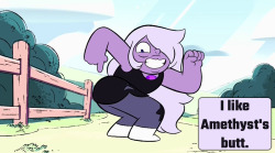 crystalgem-confessions:   I like Amethyst’s butt.       - Anonymous    so much! &lt;3 &lt;3 &lt;3
