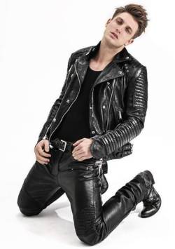 Hall of black leather jackets