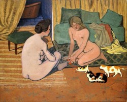 lukewinter-inspirations:   Felix Vallotton, Naked Women Two Cats, 1898. 