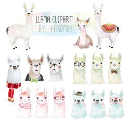 canvaspaintings:  Llama Clipart,Cute  Llama Clip Art Instant Download PNG file - 300 dpi by HandMek (5.00 USD) http://ift.tt/213jBMg