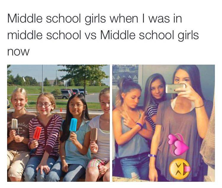 Girls then vs now