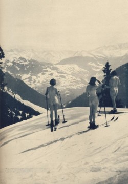 nakedexercise:  Naked vintage skiing.