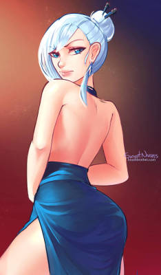 brushbrothel: Winter Schnee hidden Jewel (buttplug)  commission done for Scipio featuring  Winter Schnee from #RWBY  she have a secret in her dress, do you want to see it?   Uncensored version:  Twitter / Newgrounds / Brushbrothel 