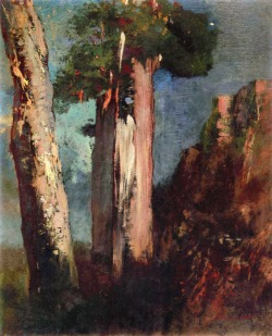 peira:  Odilon Redon:  Silver Birches at Biévres (c.1909) via The Athenaeum 