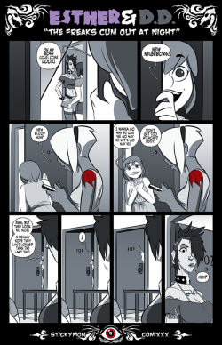 stickymoncomixxx:  Esther &amp; DD 5 (Remastered)The Freaks Cum Out At Night   And here is the first new additional page, since the last one got edited I went ahead and added this in to make the story flow better. I like this addition as it gives a little
