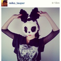 @reiko_lauper in my Panda Rabbit Mask after she shot me for Patricia Field 