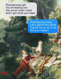  kidgarbage:  The Lover Crowned - Jean-Honoré Fragonard // Promiscuous - Nelly Furtado &amp; Timbaland  
