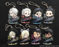 yoimerchandise: YOI x Bandai Acrylic Ballchains Original Release Date:February 2017 Featured Characters (6 Total):Viktor, Makkachin, Yuuri, Yuri, JJ, Phichit Highlights:Select characters enjoying themselves (For the most part, at least) while chilling