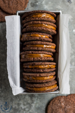 verticalfood: Mexican Chocolate Sandwich Cookies with Dulce De Leche Filling