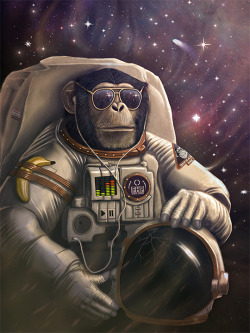 magnaen:  Space Chimp for ForHumanPeoples http://www.forhumanpeoples.com/collections/frontpage/products/space-chimp-poster 