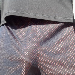 freeballplayla:  Went freeballing in the park today.  These are those Reebok mesh shorts I got a JCPenney.  They really show off the whole outline of the cock.   Definitely recommend them! I will post the link again.