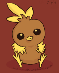 genesects:  desk—lamp:  Torchic doodle in honor of Pokemon ORAS.   Using palette #80 from zephyr’s 100 Palette Challenge.
