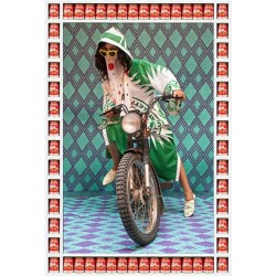 upperplayground:  British-Moroccan photographer #HassanHajjaj photographed Marrakech’s colorful bike gangs, complete with polka dot veils, Nike djellabahs and heart-shaped sunglasses. His series Kesh Angels, on view at the Taymour Grahne gallery in