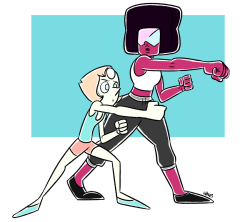 808lhr:  Small headcanon (not really based on anything) that Garnet taught Pearl how to throw a punch, and now Pearl has a mean right hook :3 Bonus: Commissions 