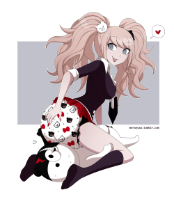 merunyaa:  ENOSHIMA JUNKO-CHAN ! ~ ♥ Doodle from the marathon :)  I wanted her cuddling/hugging the plushie at first but then the idea of  her facesitting and messing around (hehe) with her puppet/plushie came  to my mind and chat liked it so I went