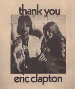 littlequeenies:  Eric Clapton, Charlotte Martin and “Mister Jones”. This ad appeared in the September 28, 1968 issue of Melody Maker.From Clapton was God instagram account.