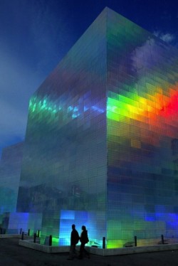wacky-thoughts:  Holographic Cube Building by Hiro Yamagata