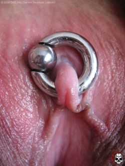 What a piercing!  You don&rsquo;t see many clit piercings, especially this large!