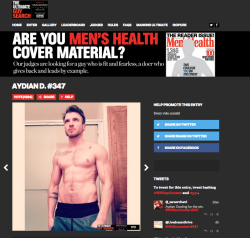 transtristan:  The guy in the picture is Aydian Dowling and he is trans. He’s in a competition to be on the cover of Men’s Health, and it would just be amazing if he won. Not only does he deserve it, but it would be HUGE for a transgender man to be