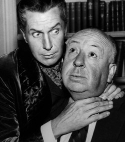 laynestaleys:  Vincent Price and Alfred Hitchcock.  Masters of the universe #price #hitchcock