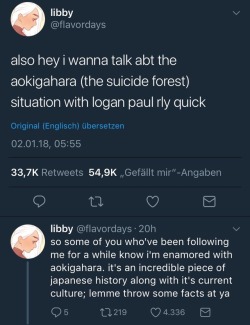 it-started-over-drarry:Here’s a thread with information about Aokigahara (The Suicide Forest in Japan) by the lovely user flavordays on Twitter. If you needed proof of how much of a scumbag Logan Paul is, here it is.
