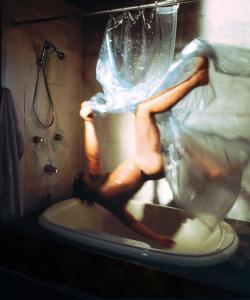 zackisontumblr:  givemethefrenchfries:  joeinct:  Shower Fall, From Struggle to Right Oneself, Photo by Kerry Skarbakka, 2005   life imitates art