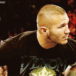 r-a-n-d-y-o-r-t-o-n:   Randy Orton is holding back a laugh during Jamie Noble sudden outburst at him 