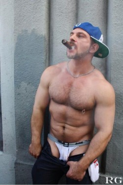 fantasyvessels:  DORMANT   “Woah, dad! What’s going on?!” I blurted out as I stepped into the backyard to find my dad like this. Outside with nothing but gym shorts and his baseball cap and big cigar sticking out of his mouth.   He puffed on his
