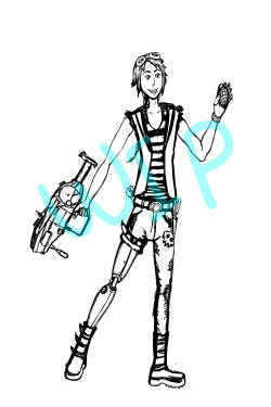 My boyfriend and I have been playing Borderlands 1 and 2 lately. He fell in love with the Mechromancer class in 2 so he asked me to draw him how I would envision a male version of the character. How do you guys think I&rsquo;m doing?  &hellip;WFT did