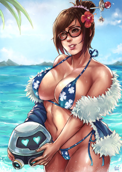 kachimahan: SUMMER IS COMING !  Summer theme 01 : Mei / Overwatch   nsfw version : my patreon  support me for more stuff here : www.patreon.com/chanit  thank ya  kachima 