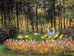 fleurdulys:  The Artist’s Family in the Garden - Claude Monet 1875  Monet&rsquo;s brushstrokes…I have no words.