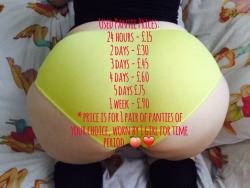 Used Pantie prices&hellip;. Any questions, request&hellip; cum talk to us! ❤️