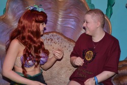 thecutewheelie:  It is hard to tell in this photograph, but Ariel was signing to me! I am hard of hearing and there are times where I have to use ASL for communication. My mom told her that I couldn’t hear and immediately she turned asking (in sign),